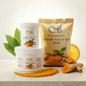 Charmabens Turmeric Skincare Set – Face & Body Soap + Body Cream + Face Cream | Hydrating Daily Skincare Bundle