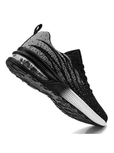 Men's Gradient Knit Lacing Sports Shoes, Comfortable Breathable Shock Absorbing, Outdoor Running Casual Shoes, All Seasons Sporty Style, Running Sneakers