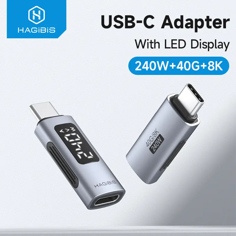 Hagibis LED Display 240W USB C Adapter Type C to USB C USB4 Connector 40Gbps 8K@60Hz for Thunderbolt 4/3 iPhone 15 Macbook Pro, Smartphone, Electronic