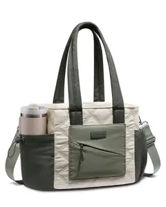 LOVEVOOK Lunch Box for Women, Quilted Insulated Lunch Bag Tote with 40oz Water Bottle Holder, Large Leakproof Cooler Bag for Women with Shoulder Strap, Work Office Nurse Teacher Picnic Travel