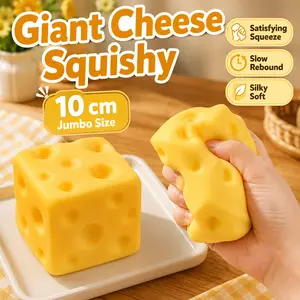Jumbo Cheese Squishy Toy 10cm, Soft Sensory Fidget Desk Toy, Silky Satisfying Squeeze, Cute Novelty Stress Relief Gift for Kids Teens Adults, Toys & Hobbies