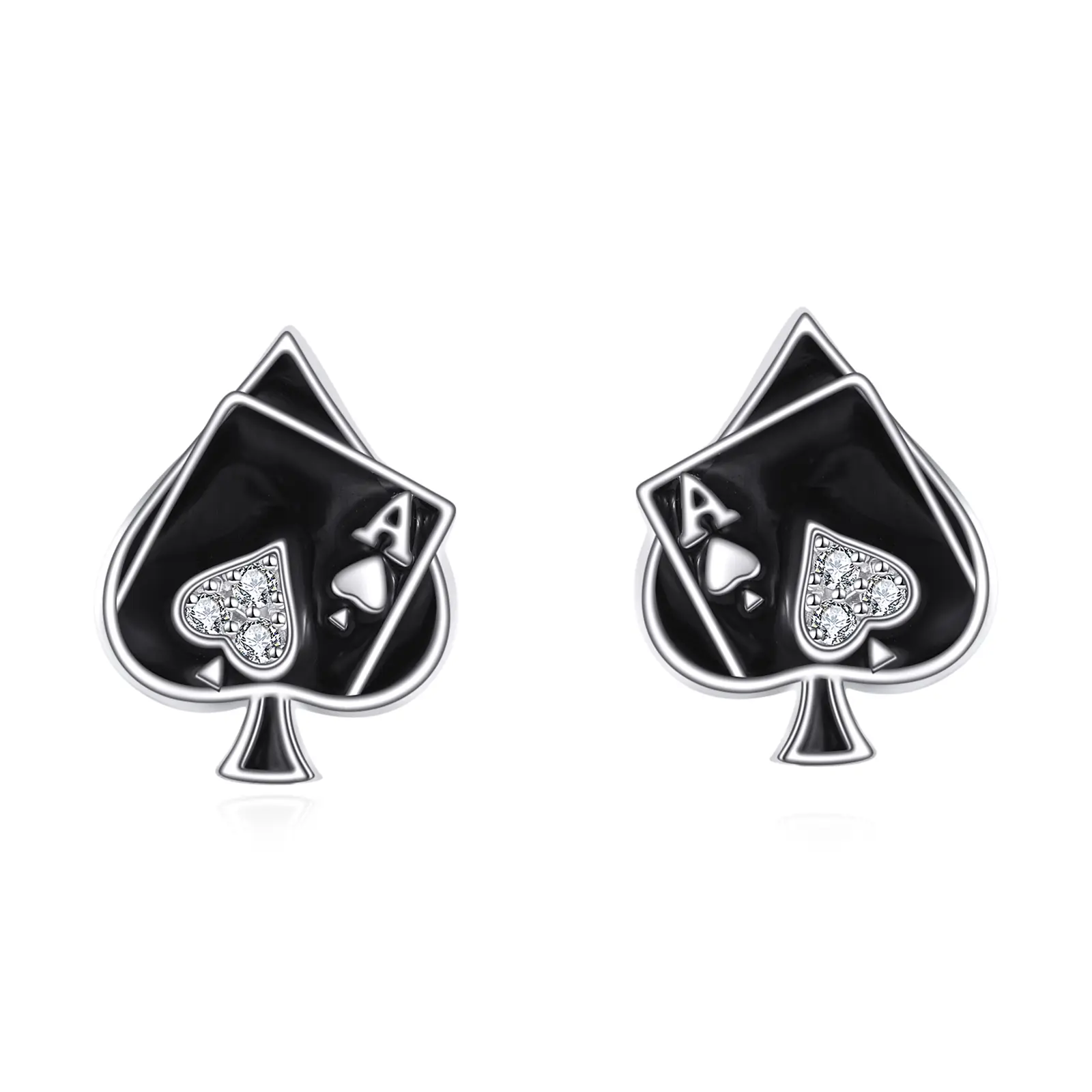 Ace of Spades stud earrings for women, 925 sterling silver playing card earrings jewelry, Halloween gifts