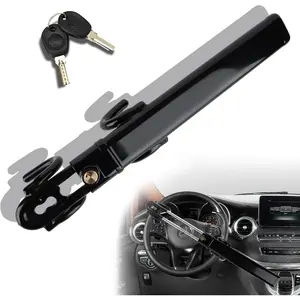 Steering Wheel Lock for car Universal Adjustable Length Anti-Theft Device Car Locks Double Hook Locks for Car SUV Pickup Truck Van(Black)