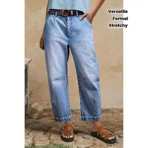 Comfortable women’s stretch jeans — mid-rise, non-see-through, with a zipper; perfect for any look. Size medium.