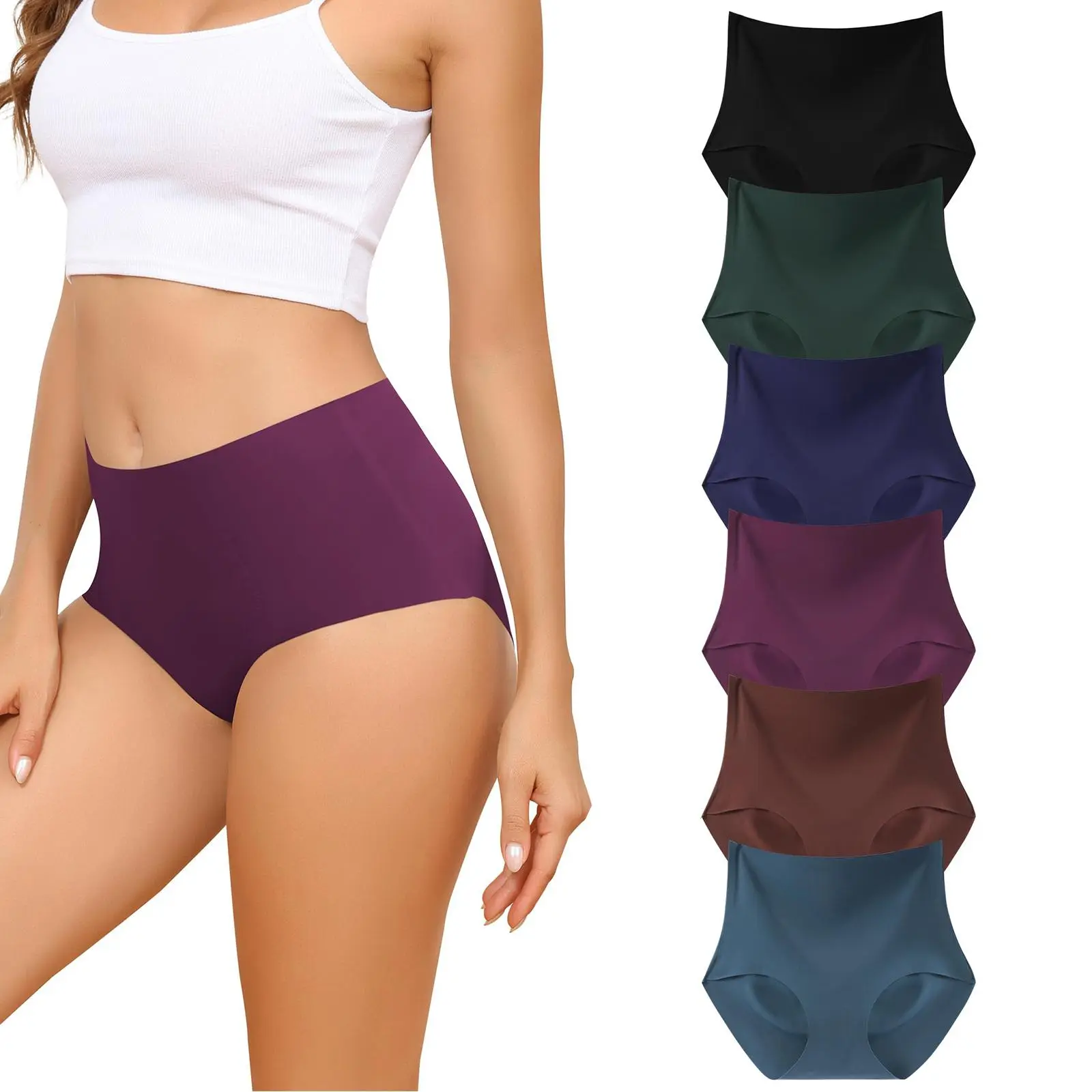 LEVAO Women's Basic High Waisted Panties - 6 Pack Breathable Seamless Knicker, Fashion Comfy Underwear, High Elasticity Briefs, Full Coverage, Stretchy Invisible Design, S-XXL