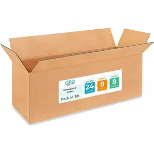 Long Moving & Shipping Boxes 24x8x8 inches (10-Pack) - Extra Strength 200 lb vs Regular - Corrugated Durable Cardboard Boxes - Long Cardboard Box - Packing and Moving Box by IDL Packaging