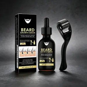 Beard Growth Serum 60ml – with Biotin & Rosemary – Reactivates Hair Follicles to Stimulate Regrowth – Hyperdermaroller Included – Promotes Thicker, Fuller, Faster Beard Growth – For Men