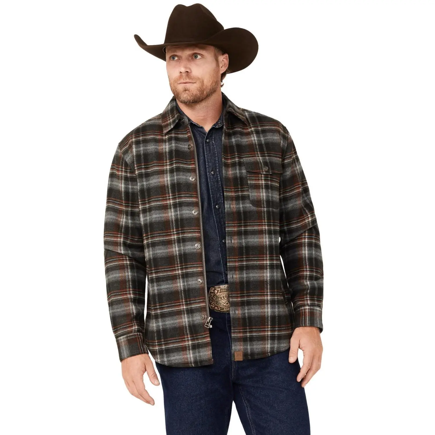Dakota Grizzly Men's Wade Plaid Print Button-Down Zip Flannel Jacket - D1264-209