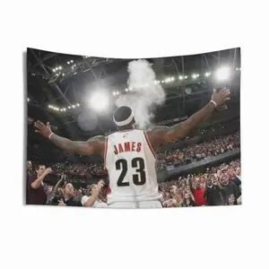 Lebron James Iconic Clevland Cavaliers Moment Wall Tapestry/Flag |   Basketball Goat Decor for Bedroom Indoor and Outdoor Decoration, One Sided,  Travel, Events, Festivals H