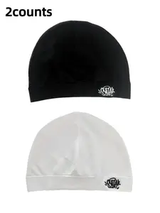 2PC New Letter Print Beanie Hats, Unisex Sports Outdoor Running Caps, Breathable Elastic Material, Fashion Casual Style, All Seasons