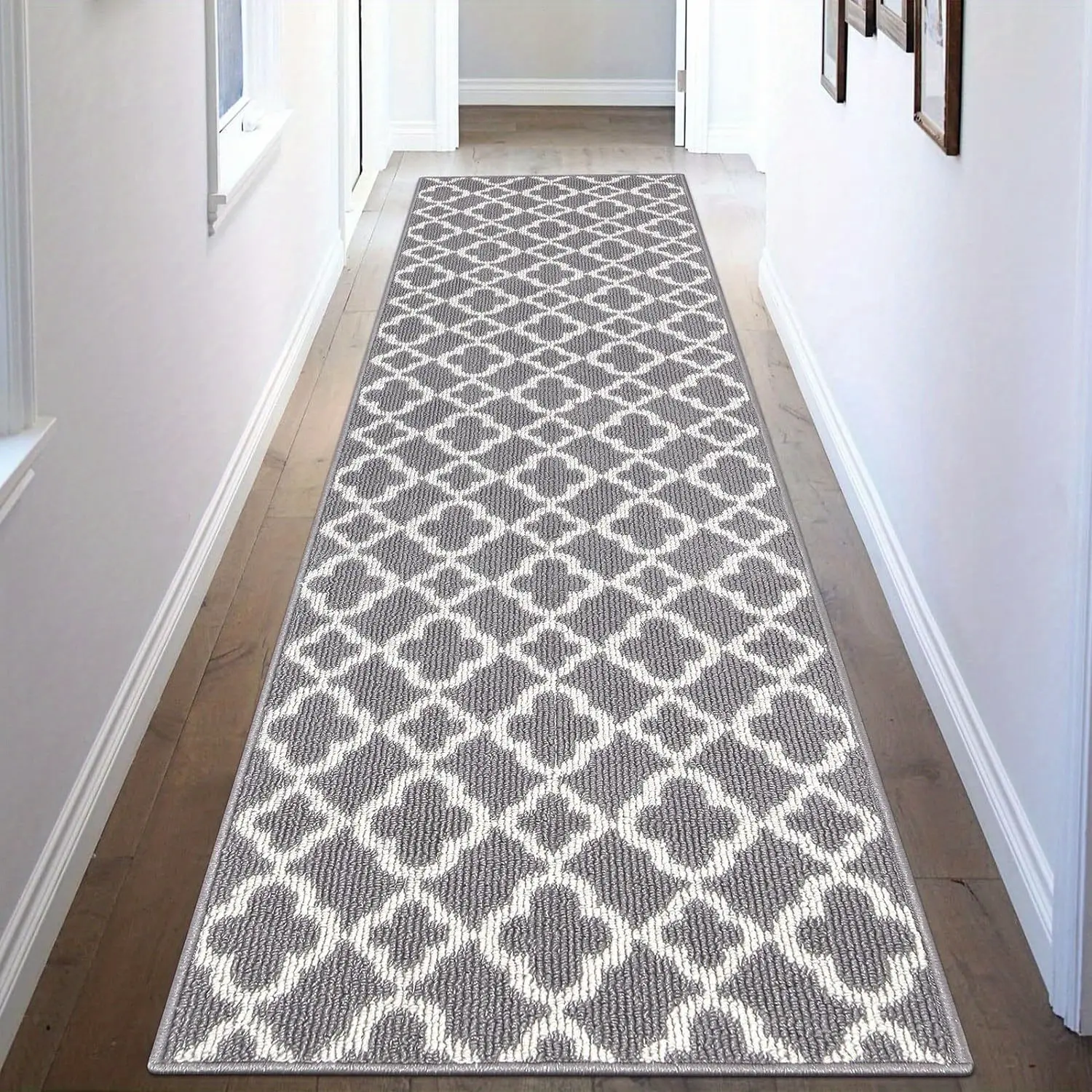 Non-Slip Moroccan Trellis Runner Rug - Long Hallway Carpet Suitable for Entryway, Kitchen, Bathroom - Machine Washable Floor Rug with Moroccan