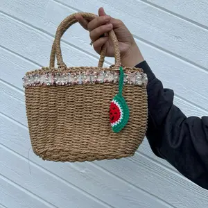 Wicker bag with watermelon charm