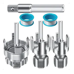 3Pcs Internal & External Pipe Threading Tool Set, 1/2'' 3/4'' 1'' PVC Plastic Pipe Threader Kit, Drill Compatible Threading Tool for Plumbing Projects and Home Repairs - Home Improvement.