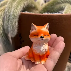 Miniature Cute Small Fox Figures Figurine Ornament,Decorative Sculptures,Resin Animals Crafts,DIY Micro Landscape Courtyard Home Decoration,Birthday gift