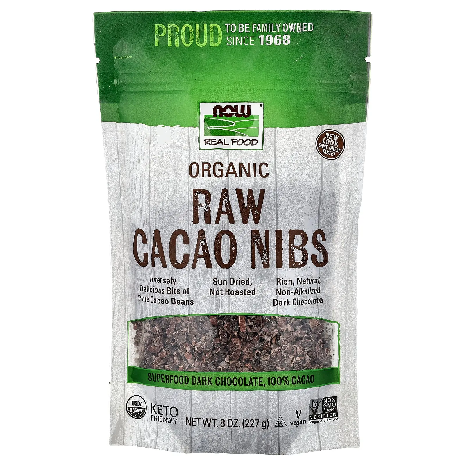 NOW Foods Organic Raw Cacao Nibs, 8 oz (227 g)
