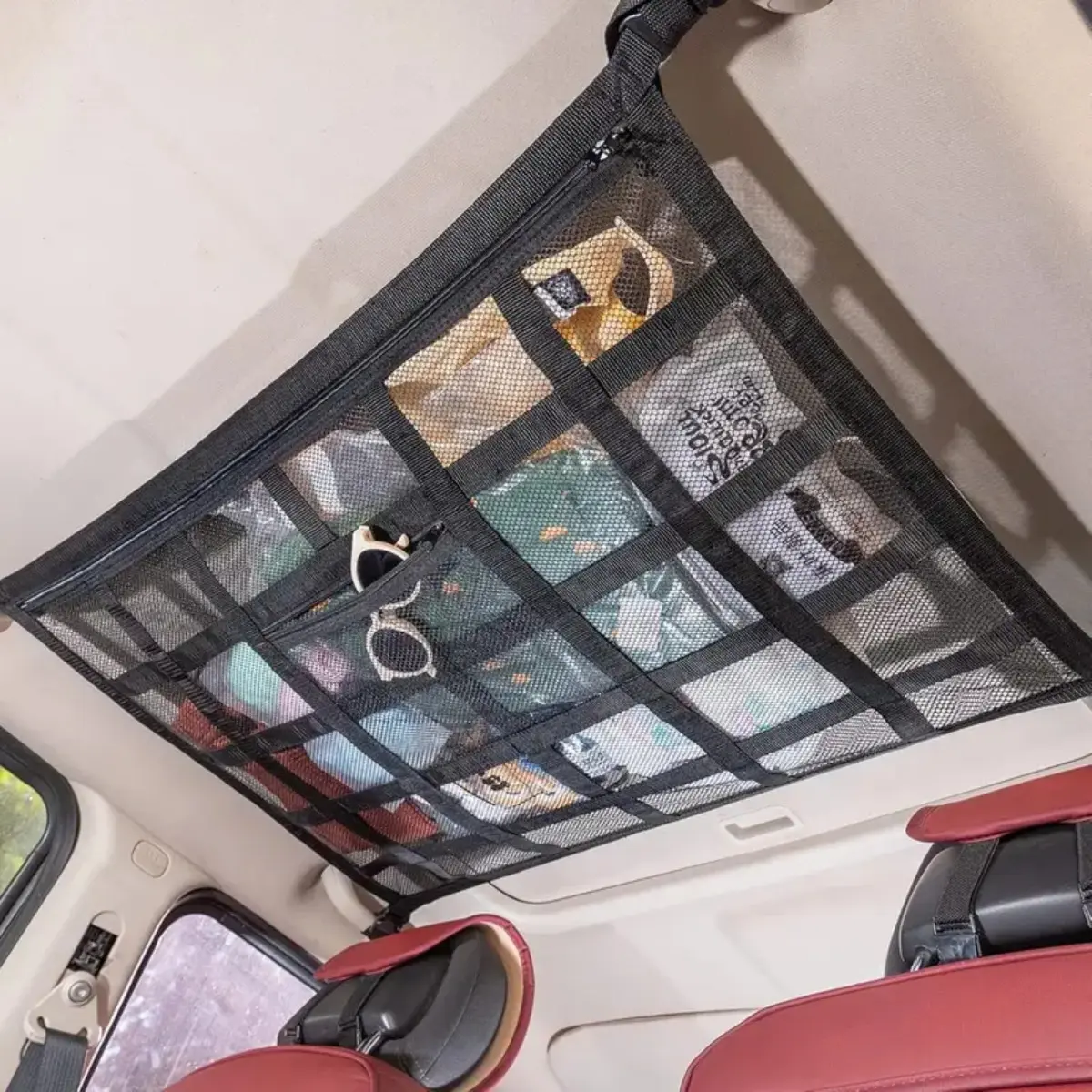 Car Roof Cargo Net, Car Roof Storage Organizer Bag, Mesh Structure, Large Capacity, Space-Saving, Suitable for Trucks, SUVs, and Vans, a Must-Have for Camping, Traveling, and RV Life