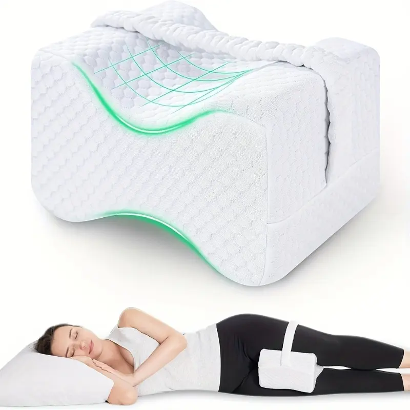 Leg Pillow | Ergonomic Side Sleeping Pillow with Side Sleep Support | Memory Foam Knee Pillow with Side Sleep Strap | Leg & Knee Pillow with Removable and Washable Cover