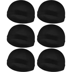 6pcs Silk-Like Light Elastic Band Wave Caps, Breathable Satin Skullies Beanies, 1 Size Unisex Sports & Outdoor Hats for Adults, Soft Shower Cap Cover (Gift Option)