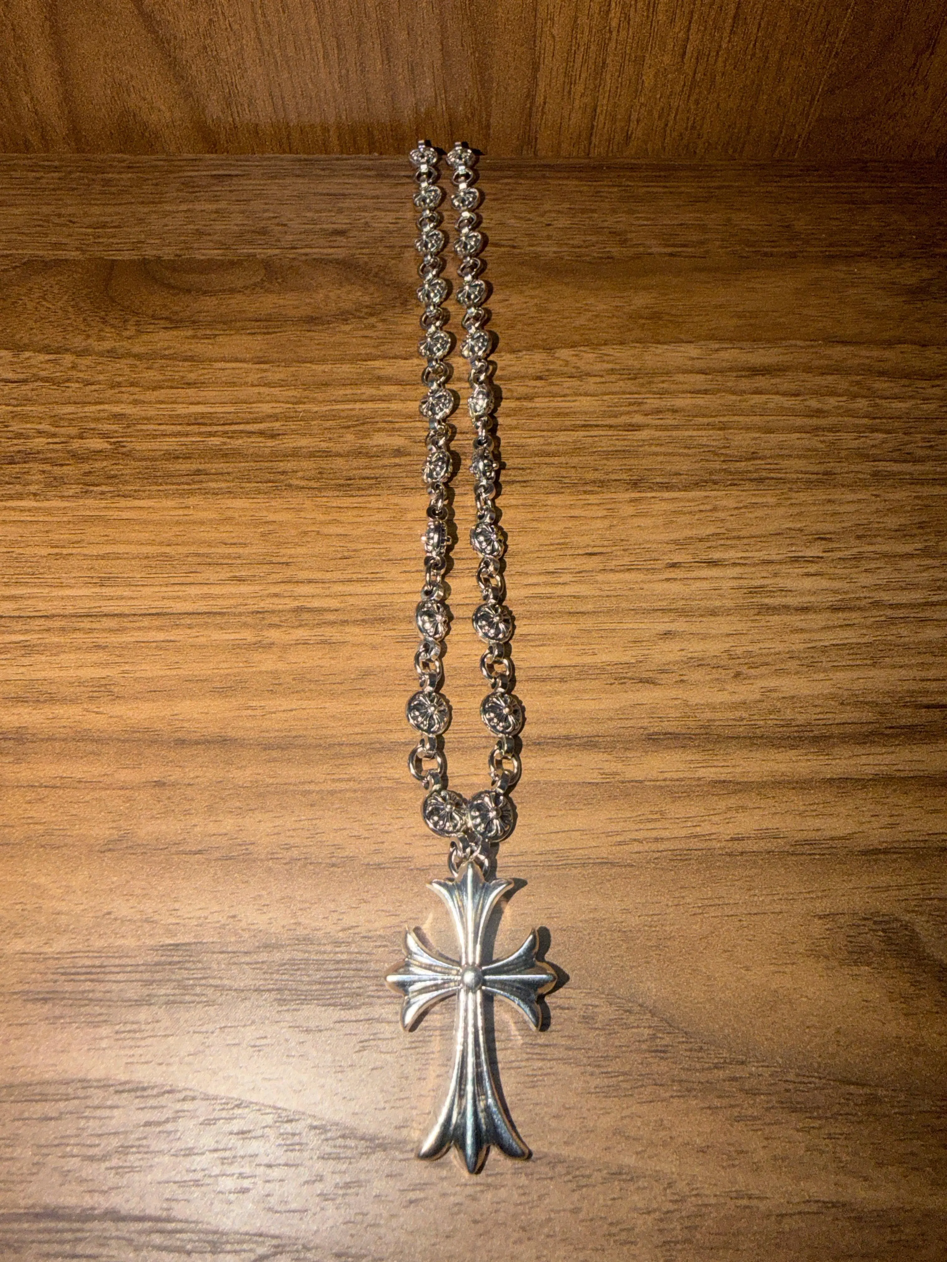 Silver cross gothic chain necklace