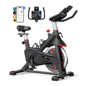Exercise Bike Indoor Stationary Cycling Bike with 350lbs Weight Capacity 100 Resistance with LED Monitor Free APP Silent Belt Drive and Comfortable Seat Cushion for Cardio Workout