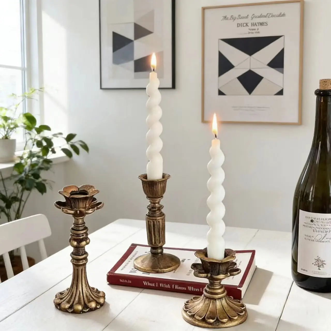 French Vintage Antique Candlestick Holder Set, High-End Home Art Scented Candle Base, Home Dining Decor, Dinner Decoration, Wedding Gift, Christmas Party, Vintage Candle Stand, Interior Decoration Accessories, Candle Holders, Decoration Items