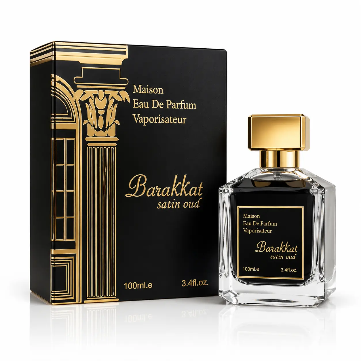 Barakkat Satin Oud Perfume 100ml - Long Lasting Luxury Oud Fragrance Unisex Middle Eastern Scent EDP Gift for Him Her 3.4oz