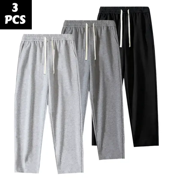 Autumn Winter Men’s 3-Piece Pants Set - Solid Color, Fleece Lined & Drawstring WaistFormal Day  holiday work party outfit mens pants  cargo  pants para hombre work pantalones para frio hombres pantalones para hombre pants for men work pants