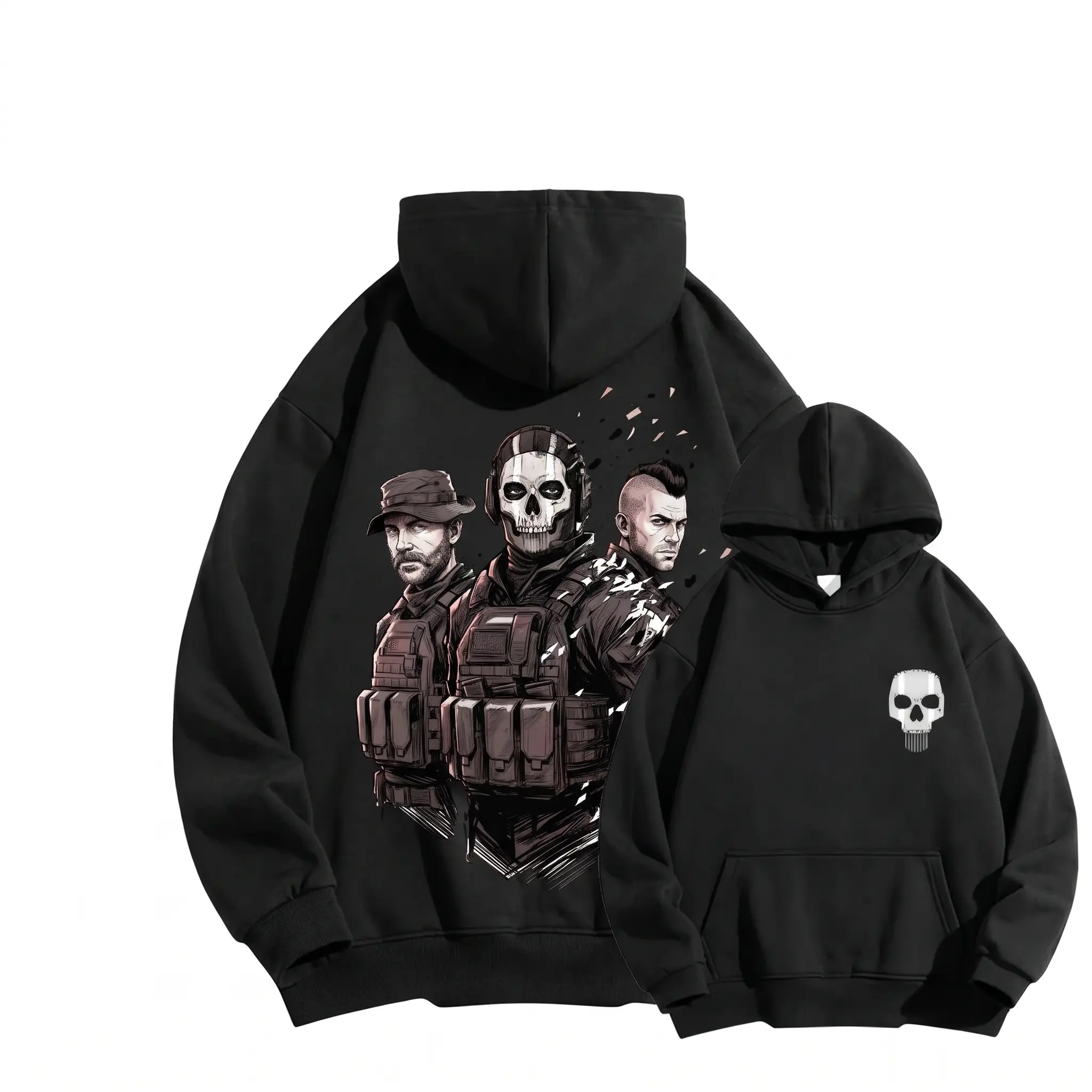 UNISEX Call of Duty Modern Warfare Ghost Riley Graphic Hoodie Retro Y2K Oversized Sweatshirt Gamer Streetwear Vintage Aesthetic Pullover Unisex Viral TikTok Gaming Merch Harajuku Heavyweight Jumper Cozy Winter Clothes Trendy Casual Top
