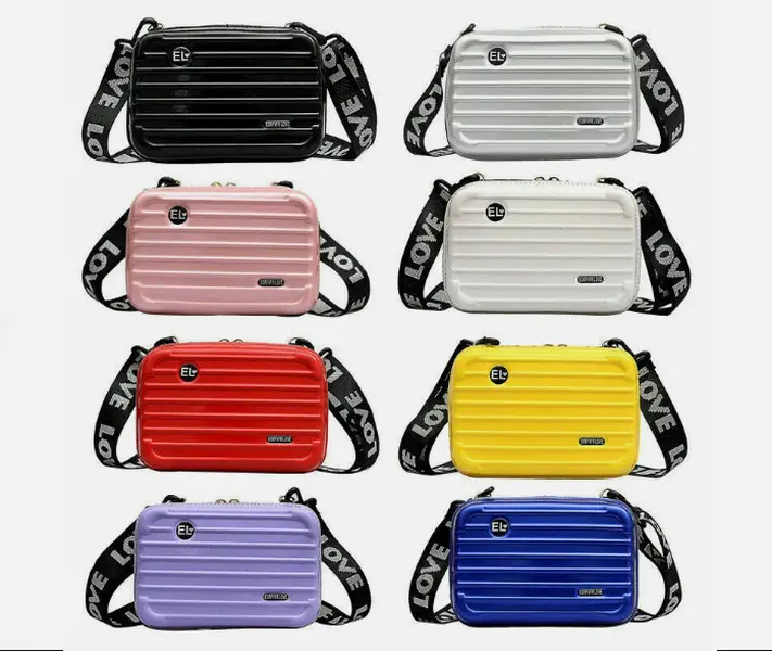 US Women Suitcase Box Shape Crossbody Shoulder Bag Letter Band Travel Carrying