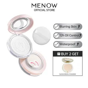 MENOW Rabbit Powder Compact, Oil-control, translucent setting powder. Provides 12H oil control and longlasting coverage, Pore-minimising, Waterproof, Sweatproof, Lightweight and non-cakey(Comes with a mirror,  buy 2 get a free compact powder)