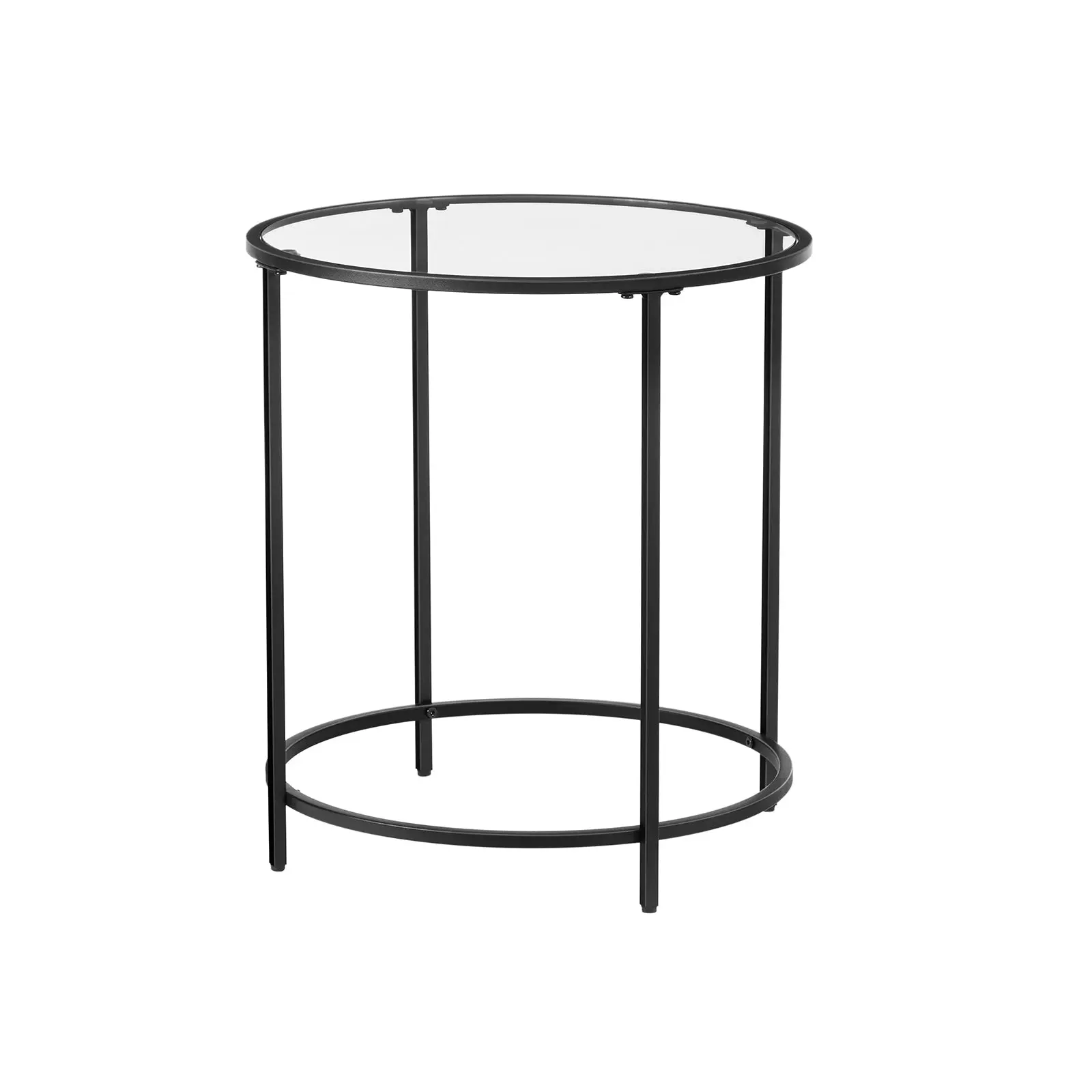 VASAGLE Modern Glass End Table with Metal Frame, Indoor Furniture for Home Living Room, Aesthetic