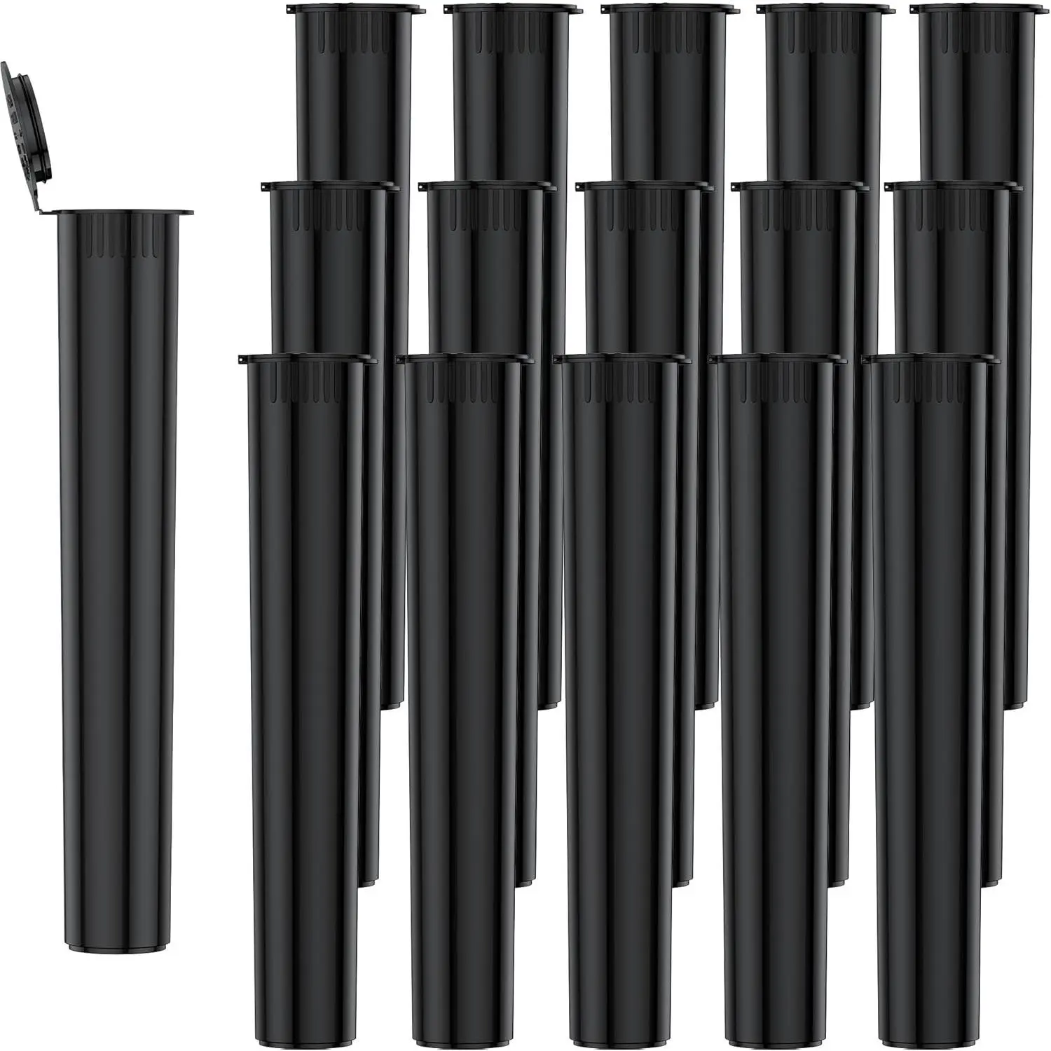 116mm Pre Roll Tube Vials,   Resistant Pop Top Open Case  Plastic Container Holder  (15 Pack Black)