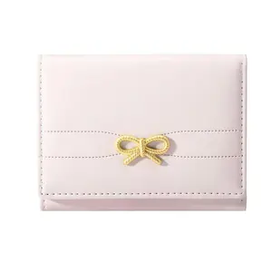 Women’s Bow-Accent Small Wallet - Cute Compact Card Holder with ID Window, Lightweight Mini Purse Organizer for Gym, Travel, Gift (Sports & Outdoor Accessory) summerwins