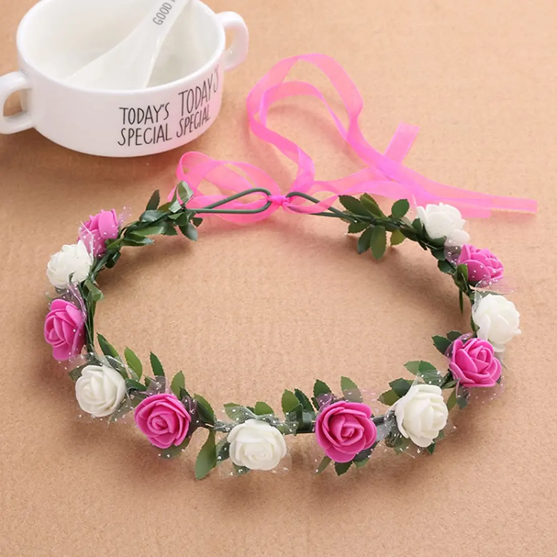 22 Pcs Colorful Rose Flower Headband Garland for Festivals, Weddings & Parties Amazon.com : AmFor 22 Pcs Multicolor Rose Flower Wreath  main image 4