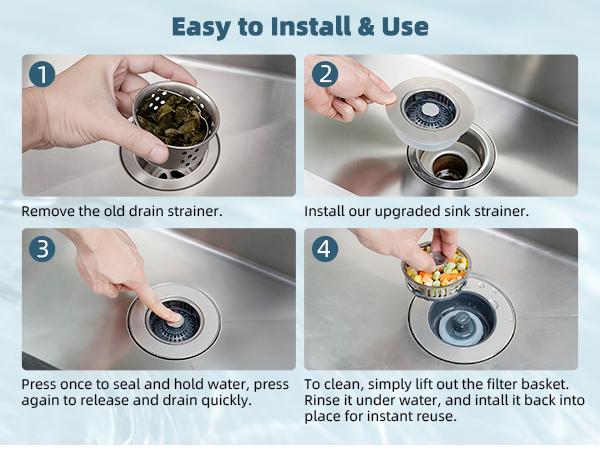 Hibbent Upgraded 3 in 1 Kitchen Sink Drain Strainer, Stainless Steel Pop Up Sink Stopper, Larger Anti-Clogging Basket, 3-Layer Seal, Detachable Drain Plug for US Standard 3-1/2" Drain, Matte Black,summervibes,campingessentials,campinggear,home essentials
