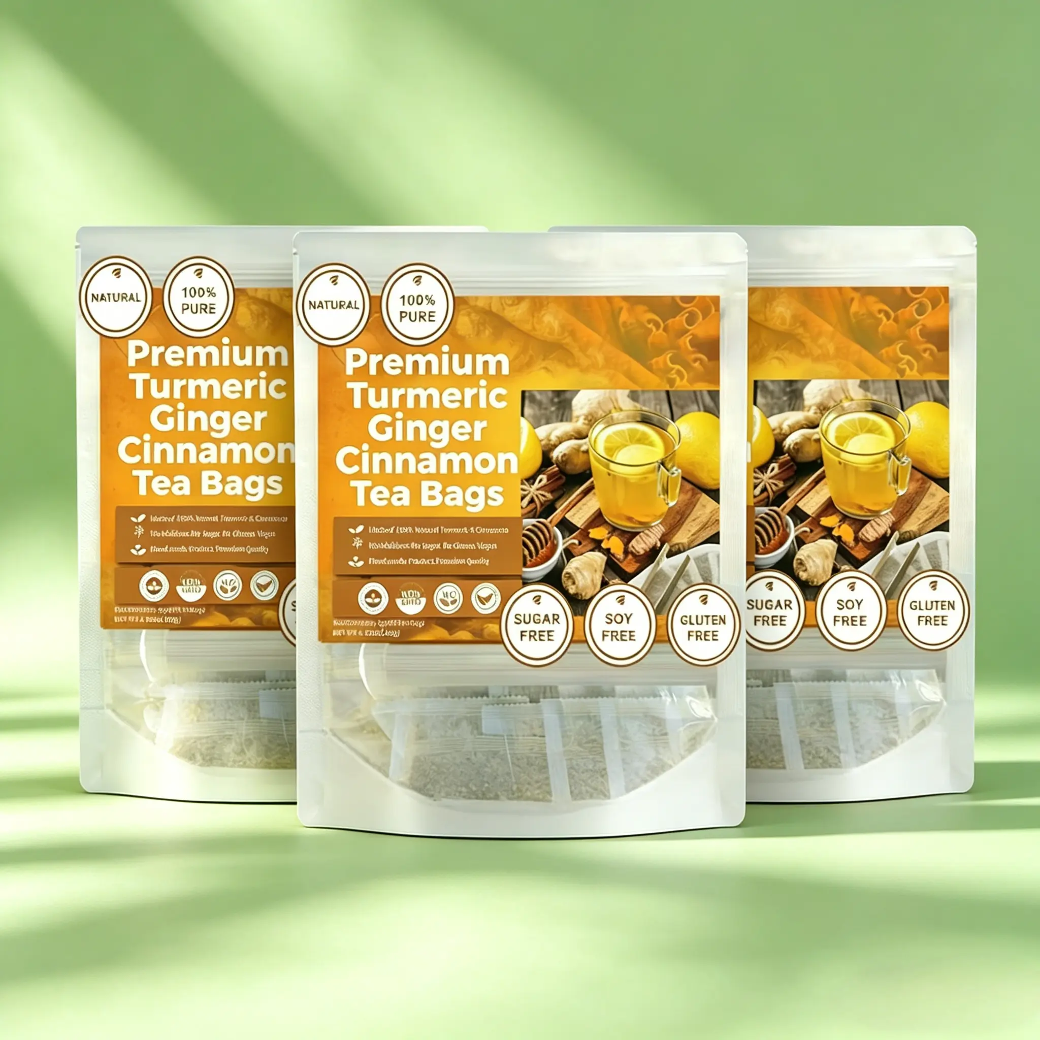 Turmeric Ginger Cinnamon Wellness Tea 60x3 Vegan Herbal Tea for Daily Routine Relaxation & Gentle Detox Support Natural Beverage