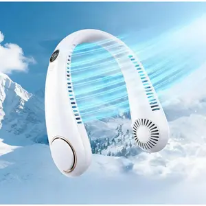 USB Rechargeable Neck Fan, Portable Neck Fan with Digital Display, 5-speed Wind Adjustment Fan for Outdoor Sports