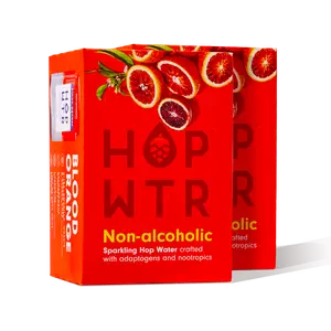 HOPWTR - Blood Orange Flavor - Sparking Hop Water - 12oz Cans Beverage