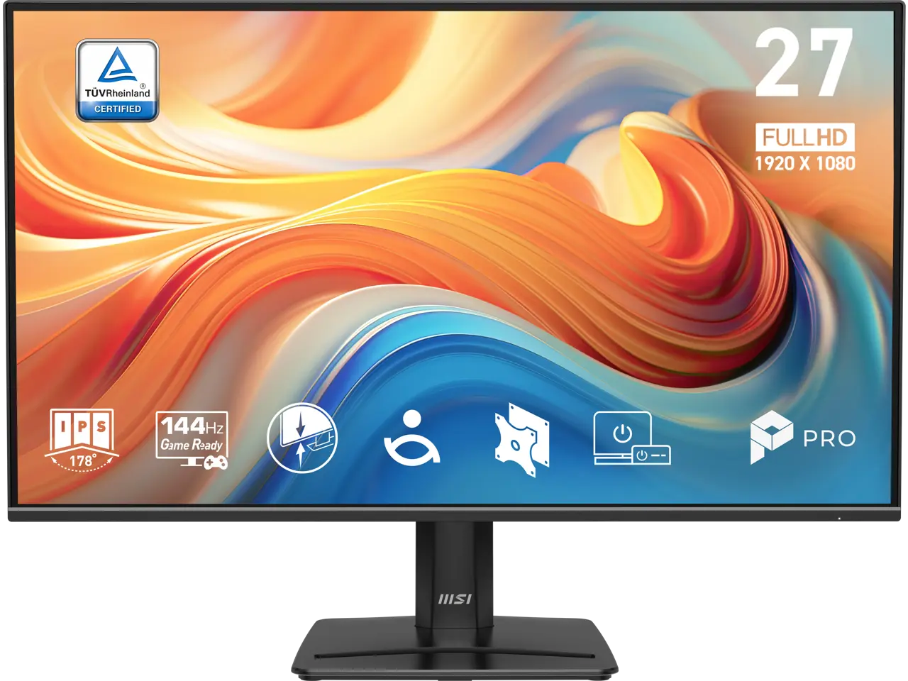 MSI 27 inch Full HD 144Hz IPS AMD FreeSync (Adaptive Sync) 1ms USB-C Built-in Speaker Computer Monitor for both Work and Gaming PRO MP272 E14C