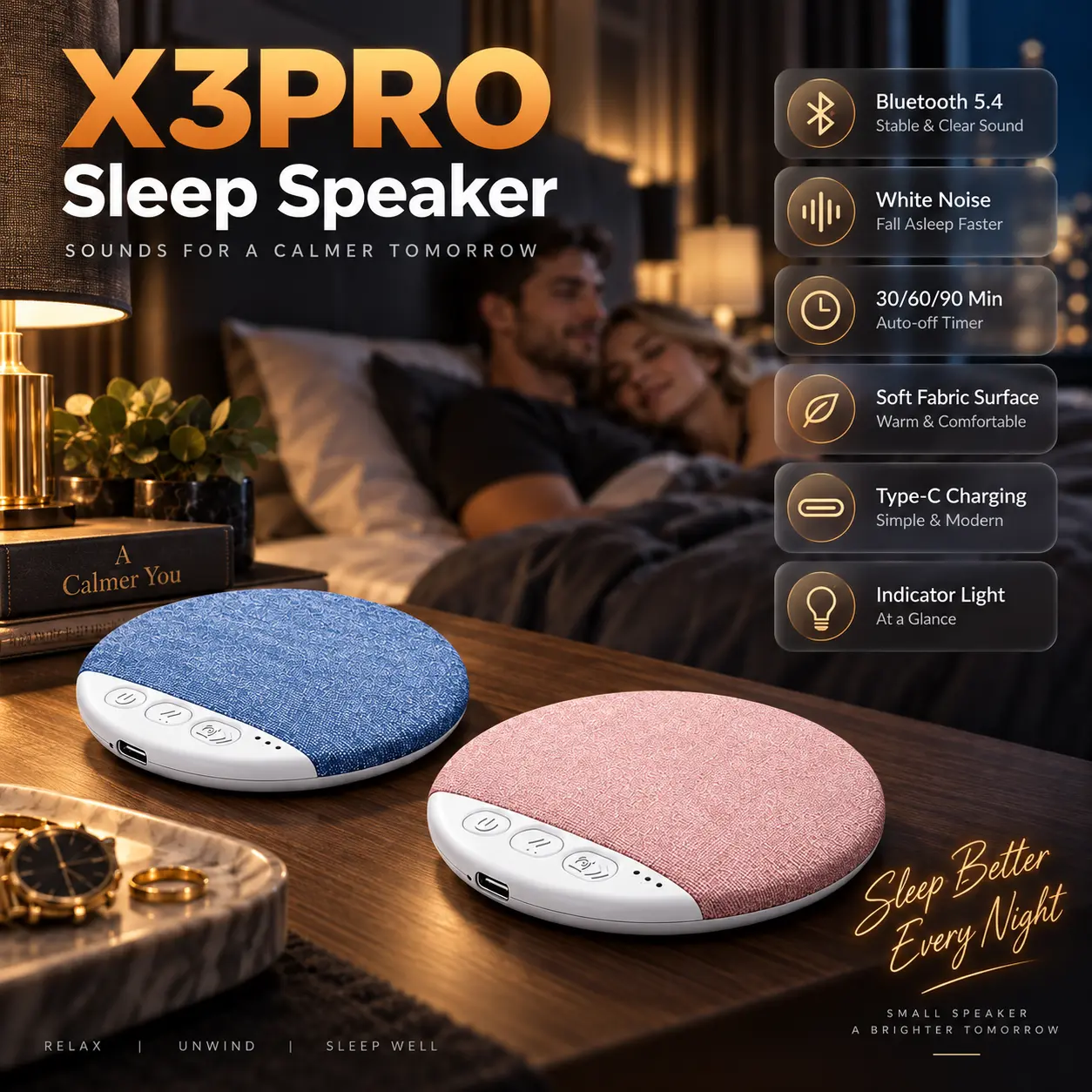 Speaker for Sleeping, Ultra-Thin Under-Pillow Wireless Sleep Speaker, Bedtime Audio for White Noise, Music & Podcasts, Portable Speaker for Side Sleepers, Home & Travel