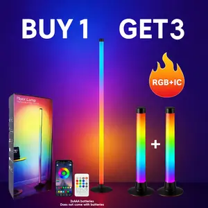 Smart RGB LED Mood Light Set - 3pcs Light Bars (1 Floor Lamp, 2 Desk Lamps), App & Remote Control, Music Sync Color Changing, USB Powered for Bedroom, TV Area