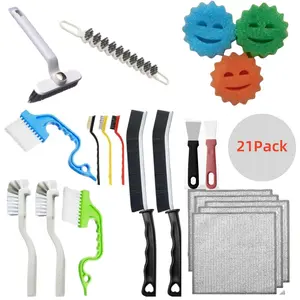 NW2Lbs 21 Pieces Multi-Purpose Cleaning Brush Household Cleaning Set for Deep Cleaning Gap,grout,sinks,bottles&tight Spaces Ideal for Kitchen&bathroom