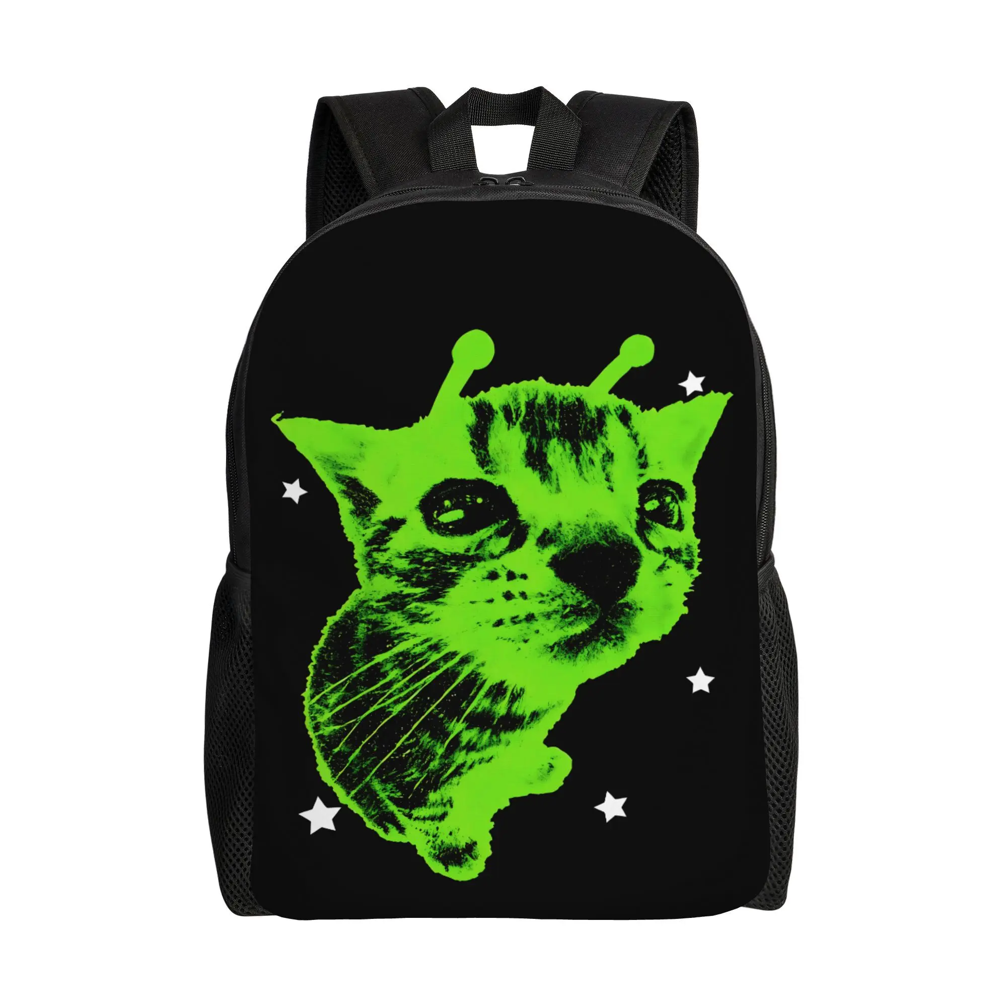 Y2K Cat Emoji Nylon Gym Rucksack Backpack - Large Capacity School-Ready Bag, Lightweight with Adjustable Straps Fit Your Way, Cute Alien Floral Print, Travel Daypack for Students & Travelers All Seasons