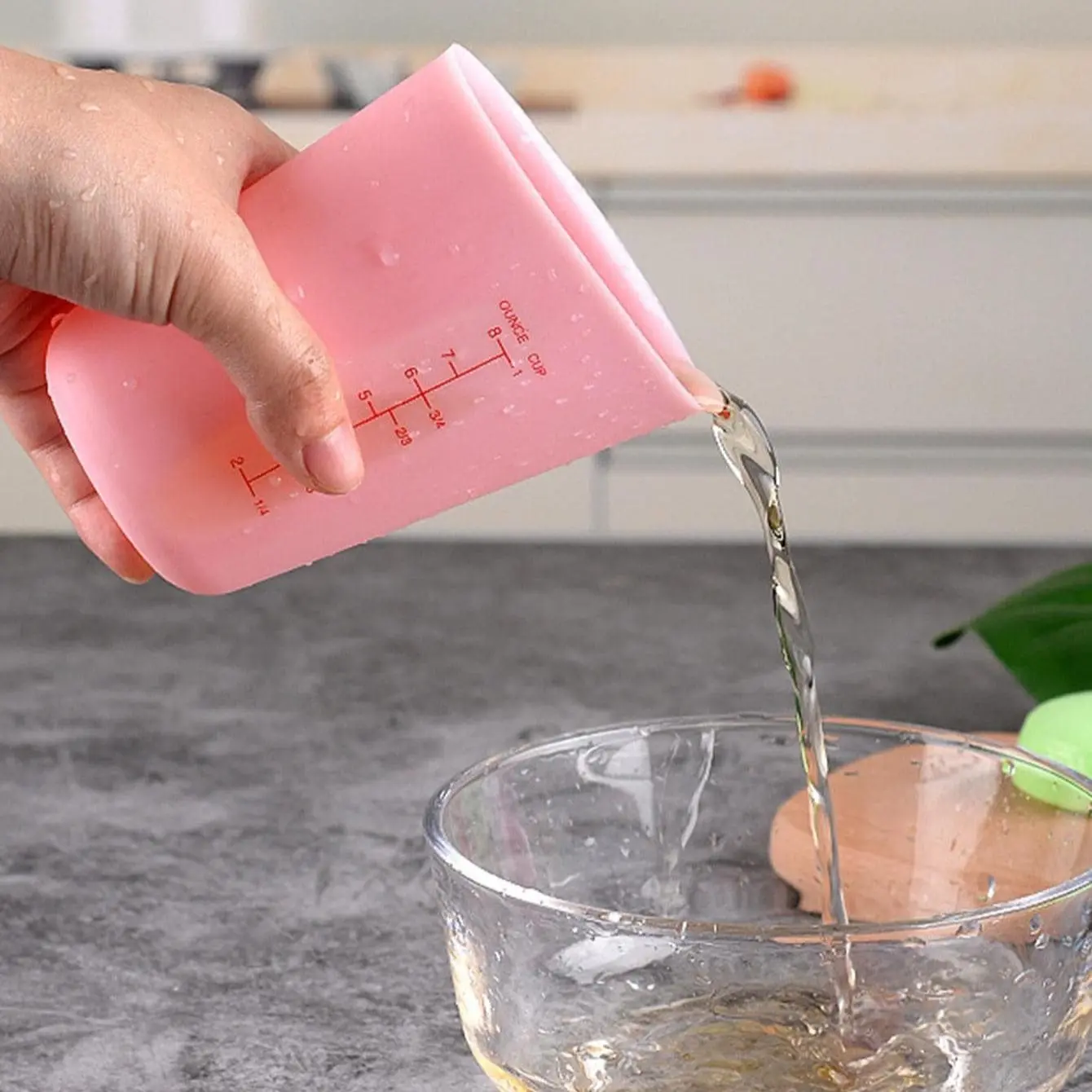 Silicone Measuring Cup 125/250/500ML, Dual Scale Transparent Silicone Bowl, Large Capacity Batter Mixing Cup, Soft Silicone Material