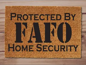 Protect by FAFO Home Security Funny Outdoor Rug Doormat Home Porch Decor Non Slip Door Mat Anti-skid Non-slip Black
