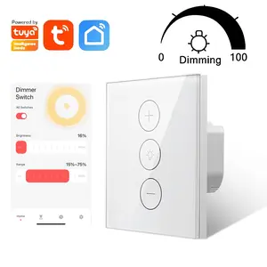 WiFi Smart Dimmer Touch Switch for Dimmable LED Lights | Modern Glass Panel Wall Switch | Works with Alexa/Google Home | App Remote & Timer Control | Neutral Wire Needed | Wireless Switch