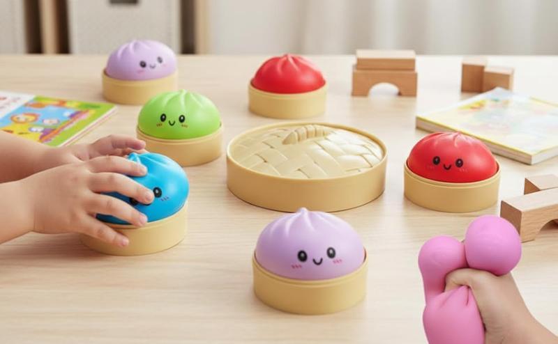 Giant Glitter Dumpling, Glitter Dumpling Squishy with Box, Dumplings Sensory Squeeze Toy for Stress Relief (Gold)