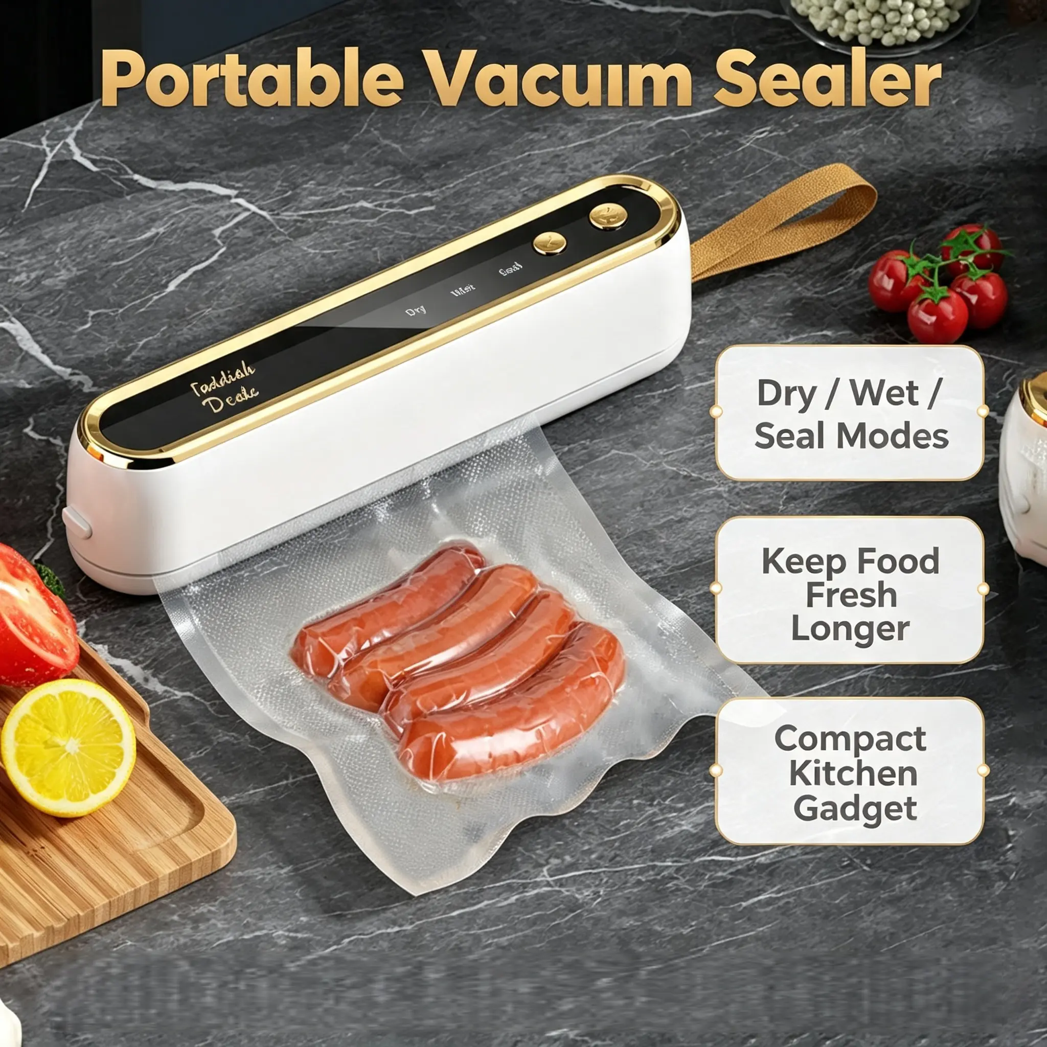 【FaddishDeal】Portable vacuum sealing machine, automatic electric vacuum sealing machine, one click to keep vegetables and meat fresh! Springtok.