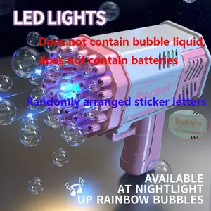 40-Hole Bubble Gun, Automatic Bubble Blower, Gatling-Style Bubble Shooter with Colorful LED Lights, Outdoor Family Toy for Kids 3+, Christmas or Birthday Gift, Automatic Bubble Machine, Portable Bubble Machine