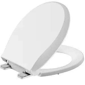 Heavy duty open front lidless toilet seat - commercial grade, 18.5-inch extended white plastic, easy to install and clean, ideal for public restrooms